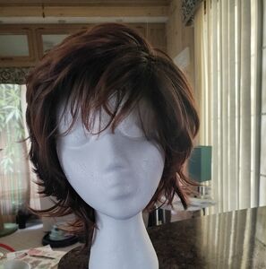 Dark Brown With Auburn Layered Wig with Natural Flow NWOT